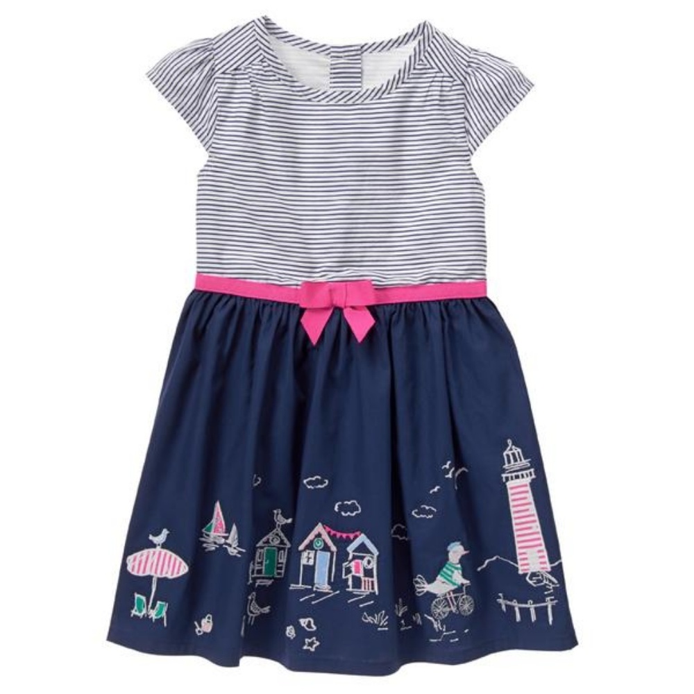 Gymboree Seaside Navy Embroidered Dress - 18-24 M